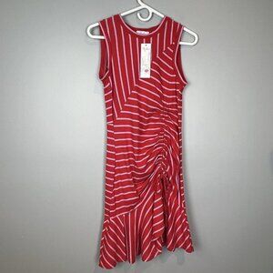 Parker Lucia Striped Flounce Hem Dress Striped Size Small NWT Sleeveless Short